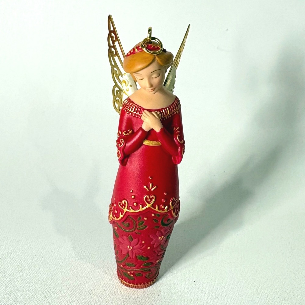 Hallmark Keepsake Angel Christmas Ornament Red Gold Filigree Wings Figure